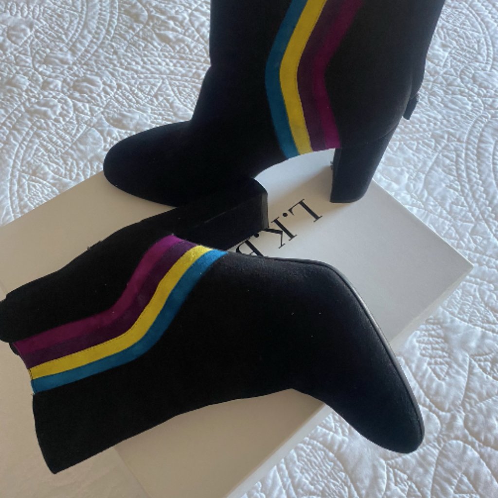 Lk Bennett Serafina Black/Multi Colored Booties Size 39 (Us 8.5)